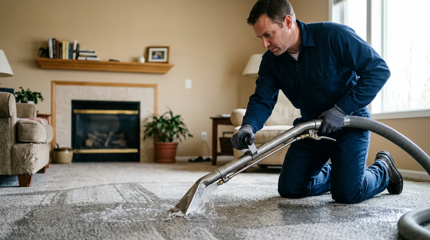 Water damage restoration technician working near Nordland, WA